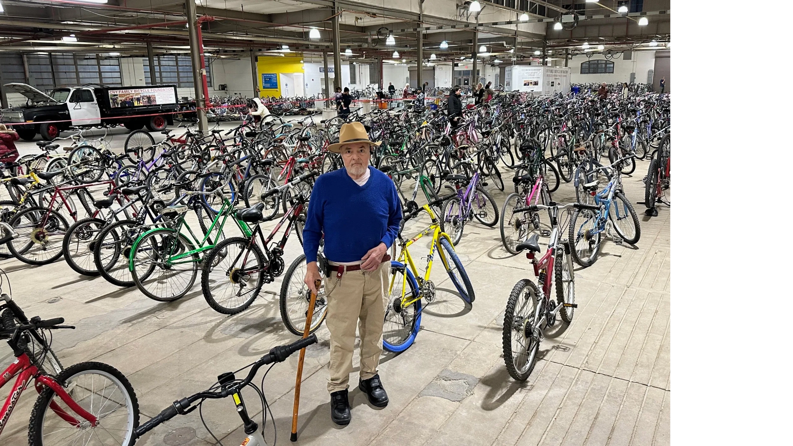 Donated bikes ready for repair at the CNY Family Bike shop