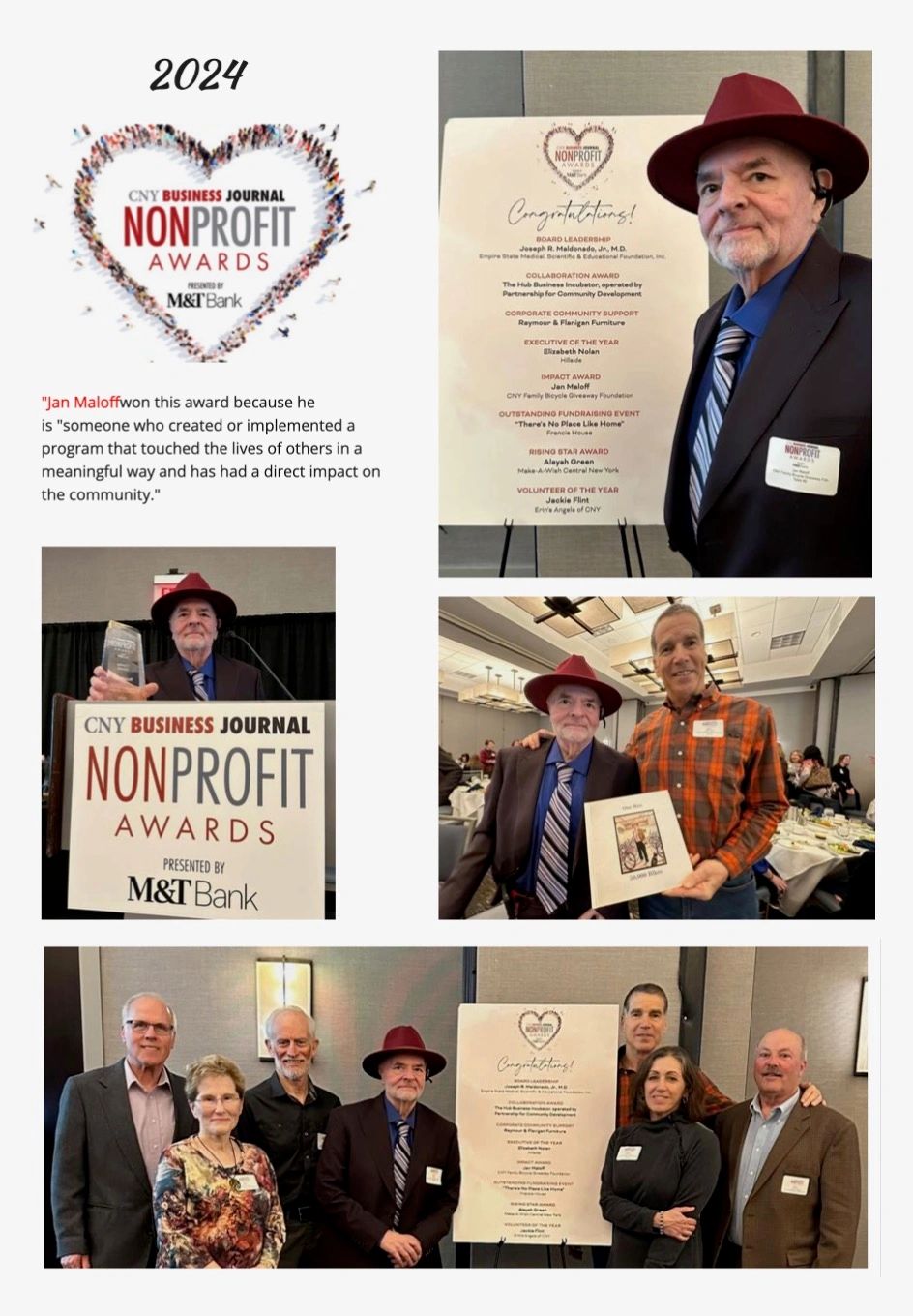 Jan Maloff receiving a community award